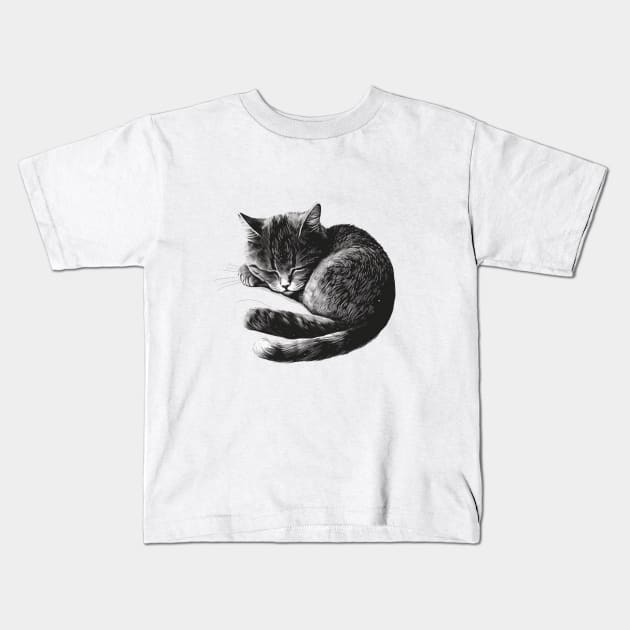 Cute sleeping cat Kids T-Shirt by Koszulki